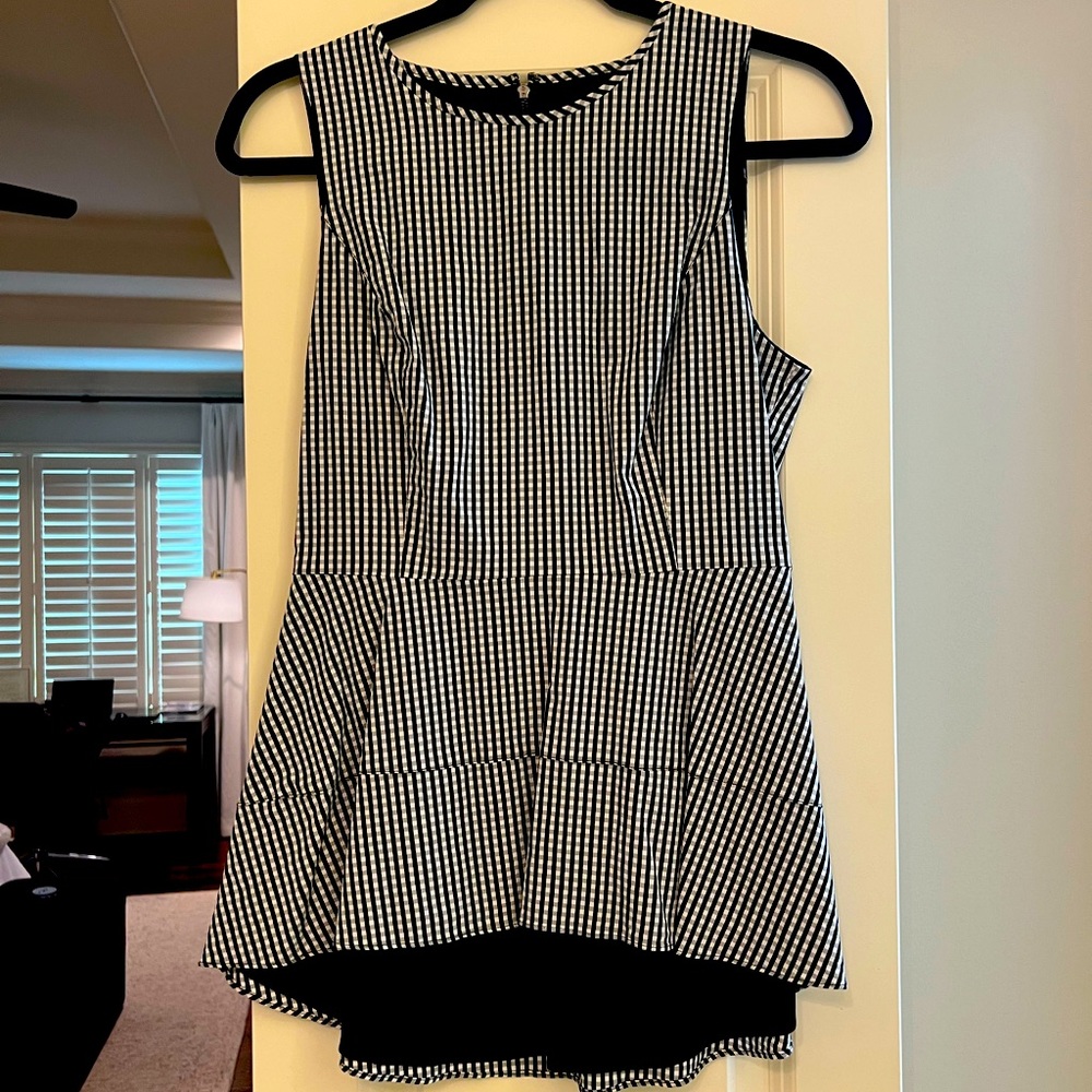 Black and white checkered peplum top
